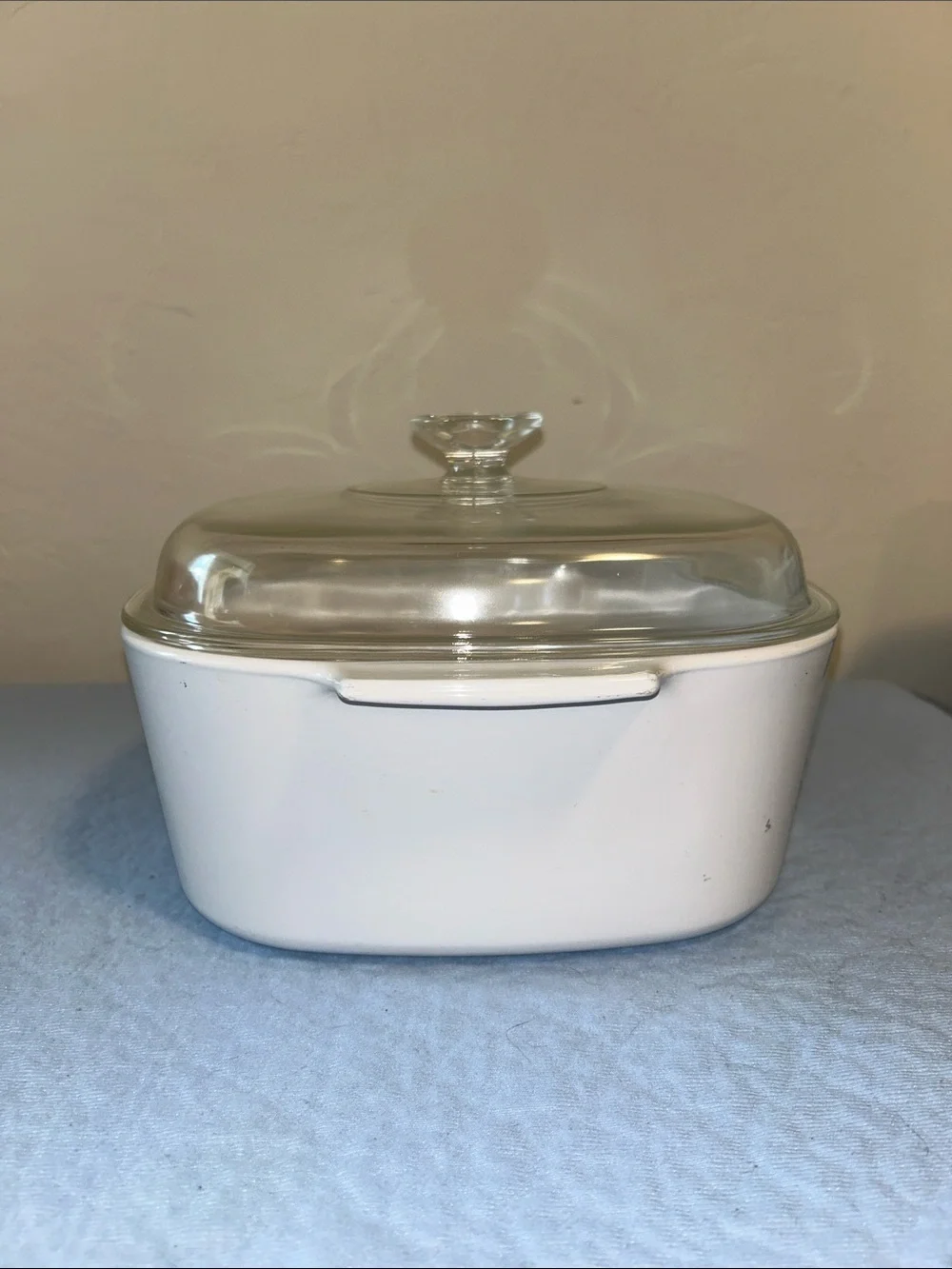 CorningWare casserole dish featuring the iconic Blue Cornflower pattern
